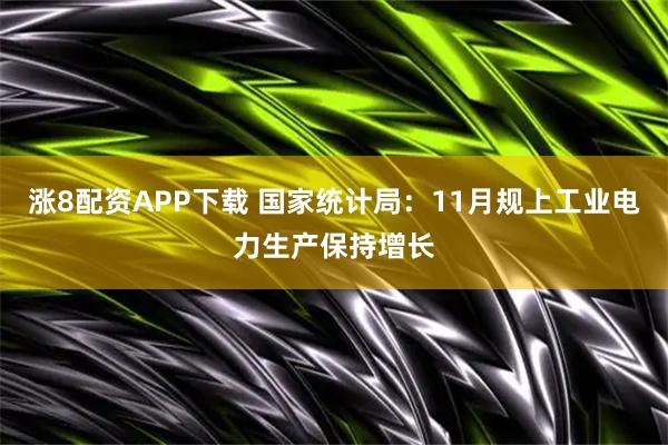涨8配资APP下载 国家统计局：11月规上工业电力生产保持增长