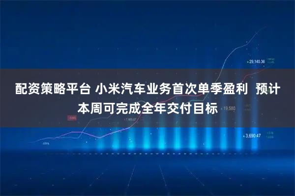 配资策略平台 小米汽车业务首次单季盈利  预计本周可完成全年交付目标